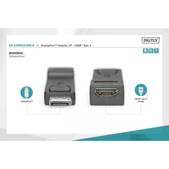 Digitus DisplayPort adapter, Displayport hím -> HDMI A női csatlakozó