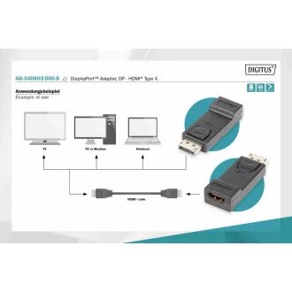 Digitus DisplayPort adapter, Displayport hím -> HDMI A női csatlakozó