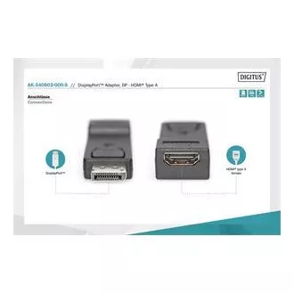 Digitus DisplayPort adapter, Displayport hím -> HDMI A női csatlakozó