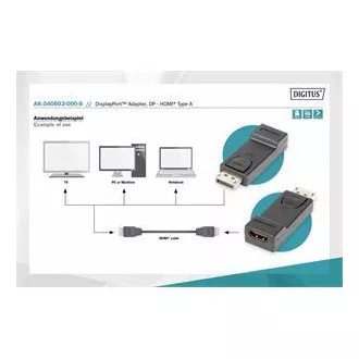 Digitus DisplayPort adapter, Displayport hím -> HDMI A női csatlakozó