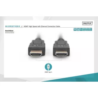 Digitus HDMI nagysebességű csatlakozókábel, A típus M/M, 2,0 m, Ultra HD 60p, arany, bl Digitus HDMI nagysebességű csatlakozókábel, A típus M/M, 2,0 m, Ultra HD 60p, arany, bl