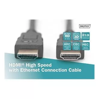 Digitus HDMI nagysebességű csatlakozókábel, A típus M/M, 2,0 m, Ultra HD 60p, arany, bl Digitus HDMI nagysebességű csatlakozókábel, A típus M/M, 2,0 m, Ultra HD 60p, arany, bl