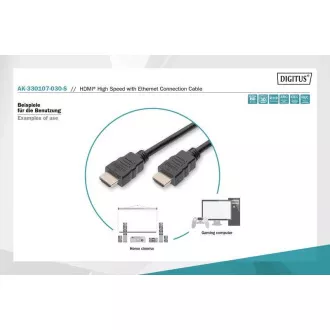 Digitus HDMI nagysebességű csatlakozókábel, A típus M/M, 3,0 m, Ultra HD 60p, arany, bl Digitus HDMI nagysebességű csatlakozókábel, A típus M/M, 3,0 m, Ultra HD 60p, arany, bl