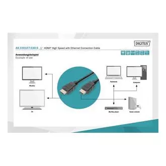 Digitus HDMI nagysebességű csatlakozókábel, A típus M/M, 3,0 m, Ultra HD 60p, arany, bl Digitus HDMI nagysebességű csatlakozókábel, A típus M/M, 3,0 m, Ultra HD 60p, arany, bl