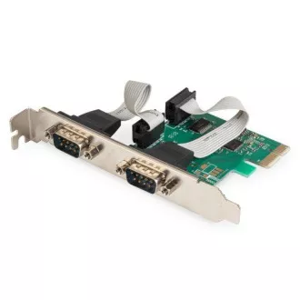 Digitus adapter PCI Express x1 2xsoros port,  alacsony profilú chipkészlet: ASIX99100