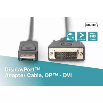 Digitus DisplayPort csatlakozókábel, DP/M- DVI (24 1)/M 2.0m Digitus DisplayPort csatlakozókábel, DP/M- DVI (24 1)/M 2.0m