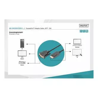 Digitus DisplayPort csatlakozókábel, DP/M- DVI (24 1)/M 2.0m Digitus DisplayPort csatlakozókábel, DP/M- DVI (24 1)/M 2.0m