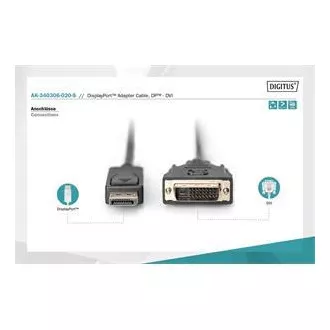 Digitus DisplayPort csatlakozókábel, DP/M- DVI (24 1)/M 2.0m Digitus DisplayPort csatlakozókábel, DP/M- DVI (24 1)/M 2.0m