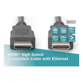 Digitus HDMI High Speed   Ethernet csatlakozókábel, 2x árnyékolt, 3m
