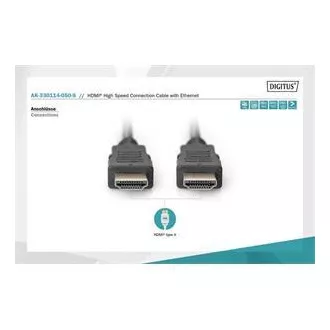 Digitus HDMI High Speed Ethernet csatlakozókábel, 2x árnyékolt, 5m Digitus HDMI High Speed Ethernet csatlakozókábel, 2x árnyékolt, 5m
