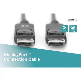 Digitus DisplayPort 1.1a. csatlakozókábel 1 m, CU, AWG28, 2x árnyékolva