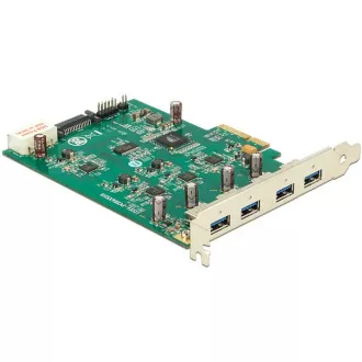 Delock PCI Express kártya x4> 4 x külső USB 3.0, (négycsatornás)