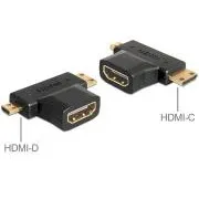 Delock adapter HDMI-A csatlakozó > HDMI-C   HDMI-D csatlakozó