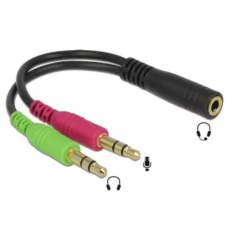 Delock adapter 3,5 mm-es sztereó jack 3,5 mm-es 4 tűs csatlakozó > 2 x sztereó jack 3,5 mm-es 3 tűs csatlakozó Delock adapter 3,5 mm-es sztereó jack 3,5 mm-es 4 tűs csatlakozó > 2 x sztereó jack 3,5 mm-es 3 tűs csatlakozó