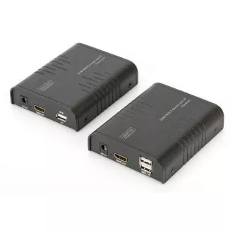 DIGITUS HDMI KVM Extender, 120 m, Full HD, 1080p hálózati kábelen (Cat 5, 5E, 6),