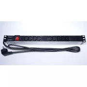 PremiumCord tápegység panel 19"-os rackhez 1U, 9xIEC (C13), 2m kábel, kapcsoló