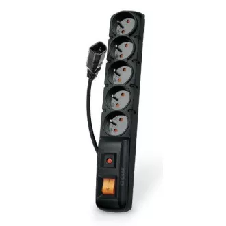 Acar F5 IEC 1,5 m-es kábel, 5 aljzat, túlfeszültségvédő, C14 UPS-hez, fekete színű