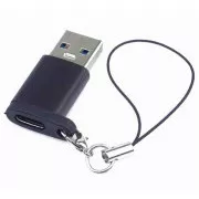 PremiumCord adapter USB3.0 A hím - USB-C női, fekete, akasztós hurokkal