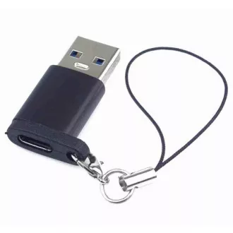 PremiumCord adapter USB3.0 A hím - USB-C női, fekete, akasztós hurokkal