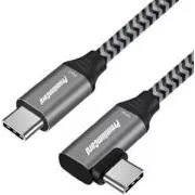 PremiumCord USB-C ívelt kábel ( USB 3.2 GEN 2x2, 5A, 100W, 20Gbit/s ) 0.5m alumínium csatlakozó sapkák, pamutfonat