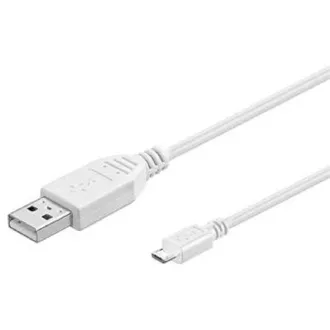 PremiumCord kábel micro USB 2.0, A-B 3m, fehér