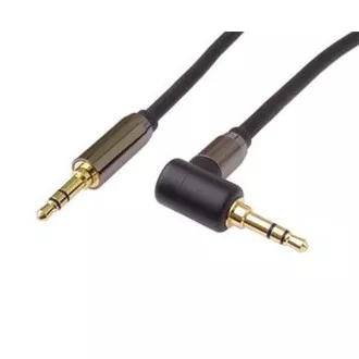 PremiumCord HQ árnyékolt kábel sztereó jack 3.5mm - jack 3.5mm 90° ívelt 1.5m PremiumCord HQ árnyékolt kábel sztereó jack 3.5mm - jack 3.5mm 90° ívelt 1.5m