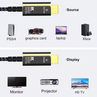 PremiumCord Ultra High Speed HDMI 2.1 optikai kábel 8K @ 60Hz, aranyozott 30m