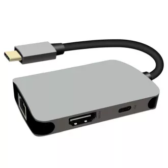 PremiumCord USB-C HDMI RJ45 PD adapterre, alumínium tokkal PremiumCord USB-C HDMI RJ45 PD adapterre, alumínium tokkal