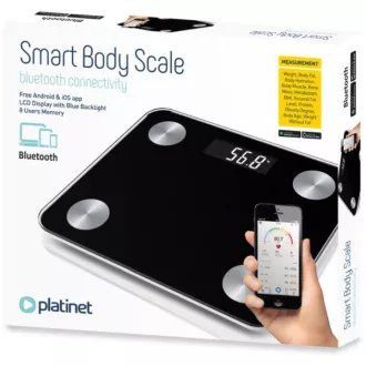PLATINET intelligens személymérleg Bluetooth-szal, fekete színben