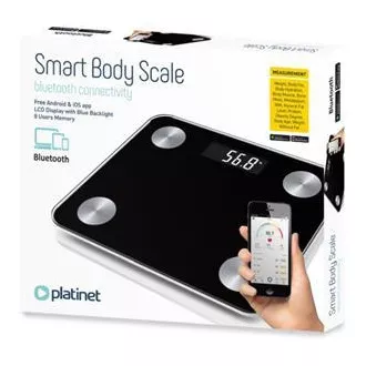 PLATINET intelligens személymérleg Bluetooth-szal, fekete színben