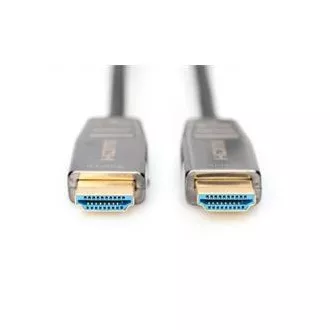 Digitus HDMI AOC hibrid optikai kábel, A típus M/M, 10m, UHD 8K@60Hz, CE, arany, kék