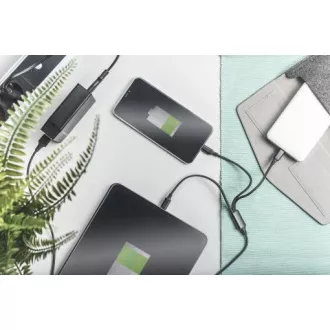 USB töltőkábel, 3 az 1-ben , USB A - Lightning micro B Type-C 1m, kábel, pamut, CE, bl