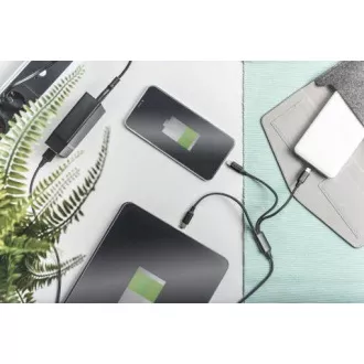 USB töltőkábel, 3 az 1-ben , USB A - Lightning micro B Type-C 1m, kábel, pamut, CE, bl