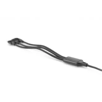 USB töltőkábel, 3 az 1-ben , USB A - Lightning micro B Type-C 1m, kábel, pamut, CE, bl
