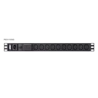 Aten PE0110S Basic 1U PDU túlfeszültség-védelemmel 10A bemenet C14 kimenet 10x C13
