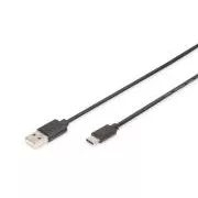 Digitus USB C-A csatlakozókábel 1,0 m, 3A, 480 MB, 2.0 változat