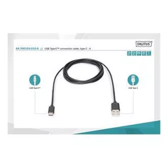 Digitus USB C-A csatlakozókábel 1,0 m, 3A, 480 MB, 2.0 változat