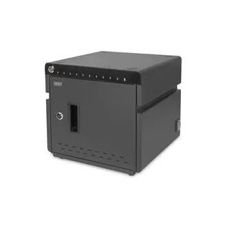 DIGITUS mobil asztali töltőtáska 14 hüvelykig terjedő táblagépekhez, 10 eszközhöz. UV-C, USB-C ( akár 20W eszközönként)
