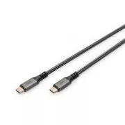 DIGITUS Csatlakozókábel USB 4, TypeC TypeC-re, AL-Housing PP Brain 4K@60Hz, PD3.0, 20Gbits/s, 3m, bl.