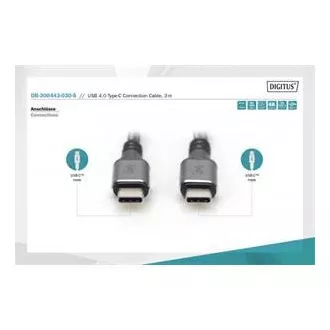 DIGITUS Csatlakozókábel USB 4, TypeC TypeC-re, AL-Housing PP Brain 4K@60Hz, PD3.0, 20Gbits/s, 3m, bl.