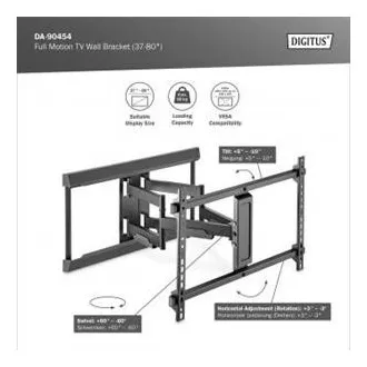 DIGITUS Teljesen mozgatható TV fali tartó 37-80", max. 60 kg terhelés, VESA: 200x100, 200x200, 300x200, 400x200, 300x300, 400x300, 400x300