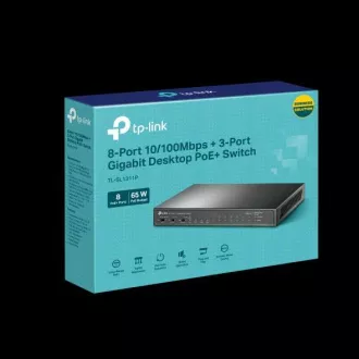 TP-Link kapcsoló TL-SL1311P 8x LAN/PoE , 2x GLAN, 1x SFP , 65W