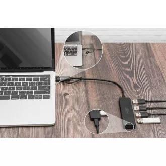 Digitus USB 3.0 Hub 4 portos, Slim Line, 0,2 m kábel
