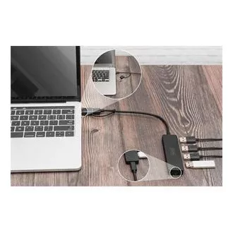 Digitus USB 3.0 Hub 4 portos, Slim Line, 0,2 m kábel