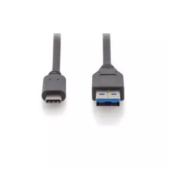Digitus USB Type-C csatlakozókábel, Type-C - A M/M, 1,0 m, minden funkció, Gen2, 3A, 10 GB, 3.1 verzió, CE, bl