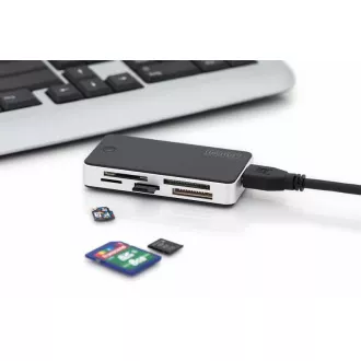 DIGITUS USB 3.0 kártyaolvasó USB 1m csatlakozókábellel MS/SD/SDHC/MiniSD/M2/CF/MD/SDXC kártya támogatása