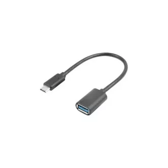 LANBERG USB-C(M) 3.1 USB-A(F) adapter kábel 15CM fekete OTG