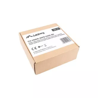 LANBERG Nagy sebességű aktív optikai kábel Ethernet 2.0-val, 4K@60Hz, M/M, hossza 20 m, fekete, aranyozott csatlakozókkal
