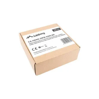 LANBERG Nagy sebességű aktív optikai kábel Ethernet 2.0-val, 4K@60Hz, M/M, 30 m hosszú, fekete, aranyozott csatlakozókkal