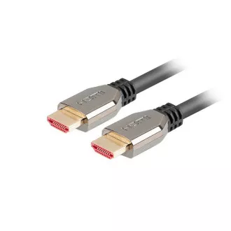 LANBERG Ultra High Speed HDMI 2.1 kábel, 48 Gbps, 8K@60Hz, 5K@120Hz, hossza 0,5 m, fekete, aranyozott csatlakozókkal